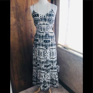 Cynthia Vincent silk maxi dress black & cream